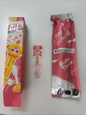 Baby Three Kids' Toothbrush - Cute Character Design, with Pop Bean on top